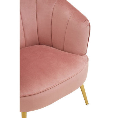 Yolanda Pink Velvet Chair with Curved Back