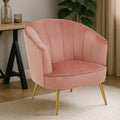 Yolanda Pink Velvet Chair with Curved Back