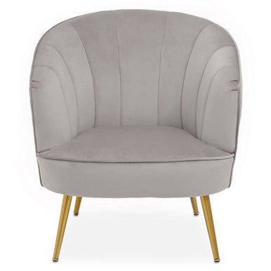 Yolanda Grey Velvet Chair with Curved Back