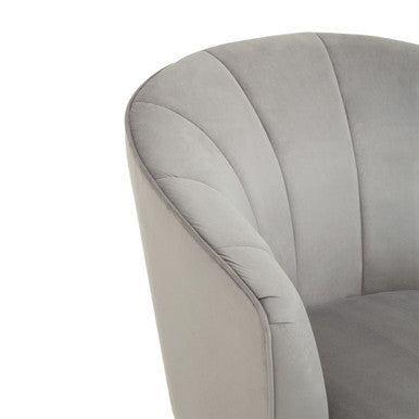 Yolanda Grey Velvet Chair with Curved Back