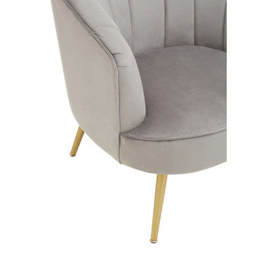 Yolanda Grey Velvet Chair with Curved Back