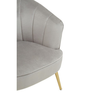 Yolanda Grey Velvet Chair with Curved Back