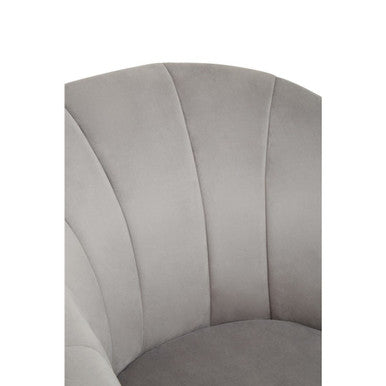 Yolanda Grey Velvet Chair with Curved Back