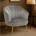 Yolanda Grey Velvet Chair with Curved Back