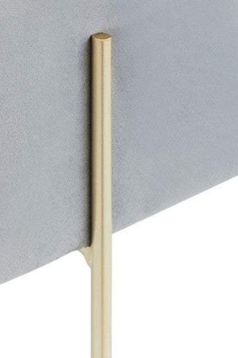 Hayes Square Grey Velvet Stool with Gold Finish Legs