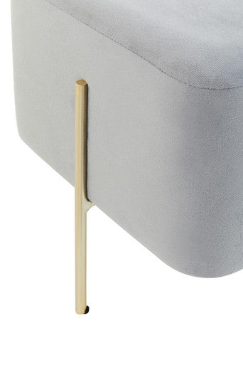 Hayes Square Grey Velvet Stool with Gold Finish Legs