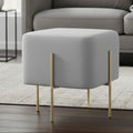 Hayes Square Grey Velvet Stool with Gold Finish Legs