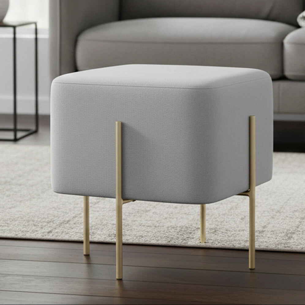 Hayes Square Grey Velvet Stool