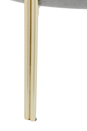 Hayes Round Grey Velvet Stool with Gold Finish Legs