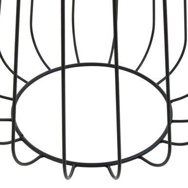 Hayes Grey Velvet Stool with Black Metal Cage Base