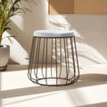 Hayes Grey Velvet Stool with Black Metal Cage Base