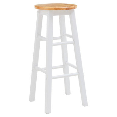 Chester White and Natural Wood Kitchen or Bar Stool with Footrest