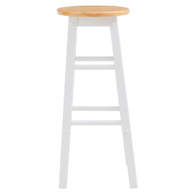 Chester White and Natural Wood Kitchen or Bar Stool with Footrest