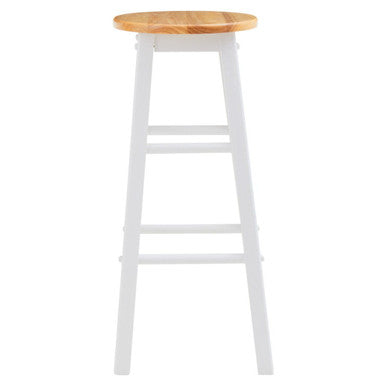 Chester White and Natural Wood Kitchen or Bar Stool with Footrest