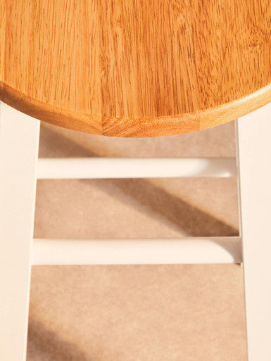 Chester White and Natural Wood Kitchen or Bar Stool with Footrest