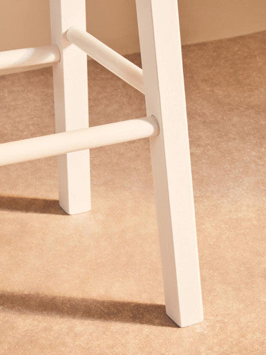 Chester White and Natural Wood Kitchen or Bar Stool with Footrest