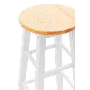 Chester White and Natural Wood Kitchen or Bar Stool with Footrest