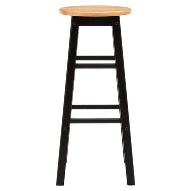 Chester Black and Natural Wood Kitchen or Bar Stool with Footrest