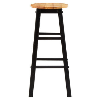 Chester Black and Natural Wood Kitchen or Bar Stool with Footrest