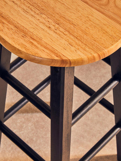 Chester Black and Natural Wood Kitchen or Bar Stool with Footrest