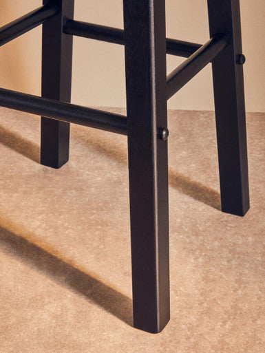 Chester Black and Natural Wood Kitchen or Bar Stool with Footrest