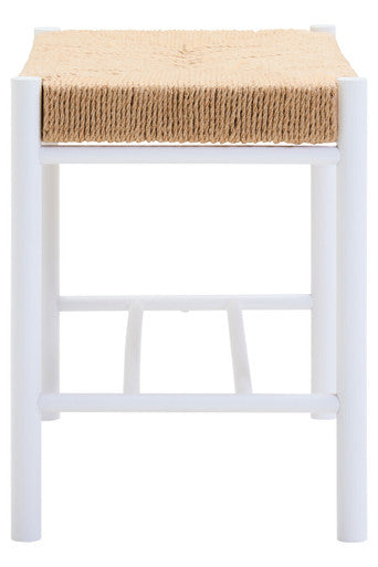 Bandar Small Natural Rope White Beechwood Bench with Handwoven Seat