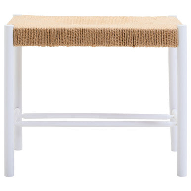 Bandar Small Natural Rope White Beechwood Bench with Handwoven Seat