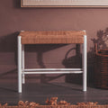 Bandar Small Natural Rope White Beechwood Bench with Handwoven Seat