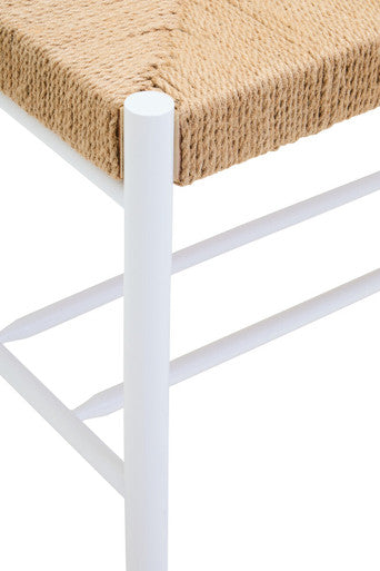 Bandar Small Natural Rope White Beechwood Bench with Handwoven Seat