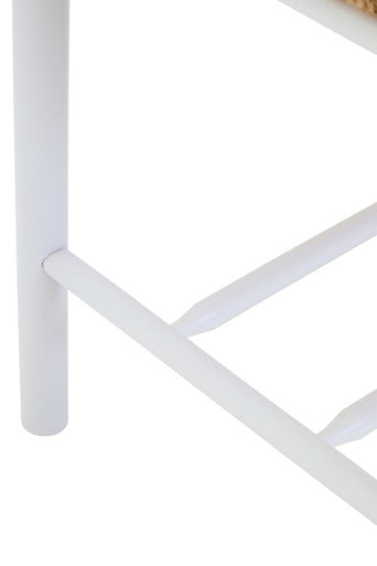 Bandar Small Natural Rope White Beechwood Bench with Handwoven Seat