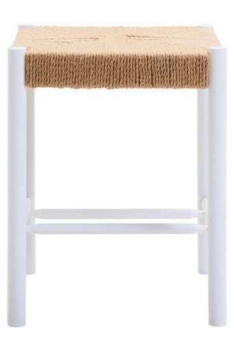 Bandar Natural Rope White Beechwood Stool with Handwoven Seat