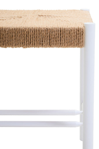 Bandar Natural Rope White Beechwood Stool with Handwoven Seat
