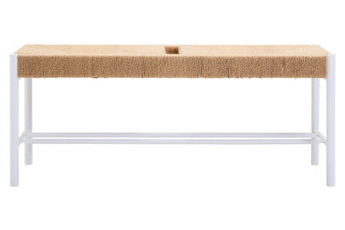 Bandar Large Natural Rope White Beechwood Bench with Handwoven Seat