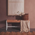 Bandar Large Natural Rope White Beechwood Bench with Handwoven Seat