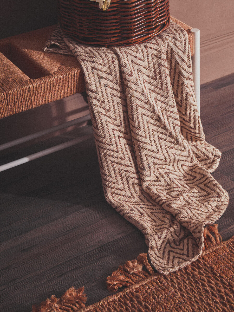 Bandar Large Natural Rope White Beechwood Bench with Handwoven Seat
