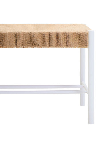 Bandar Large Natural Rope White Beechwood Bench with Handwoven Seat