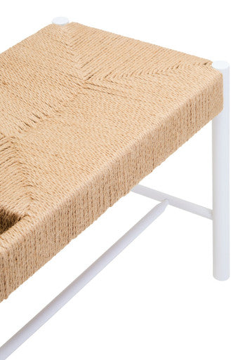 Bandar Large Natural Rope White Beechwood Bench with Handwoven Seat
