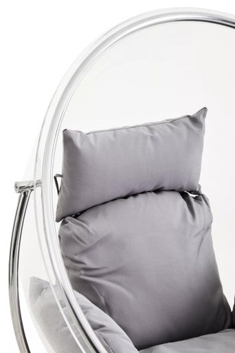 Clear Swing Chair with Grey Cushions | Goa