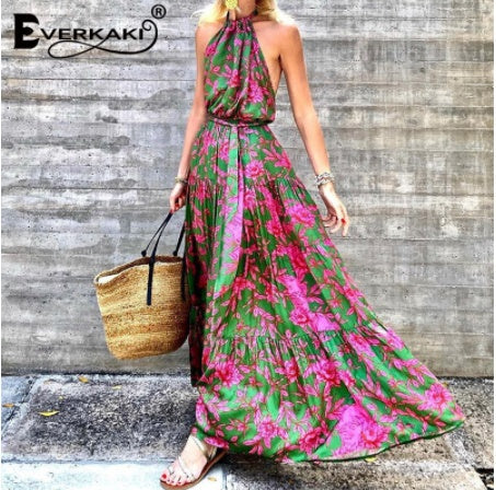 Backless printed dress