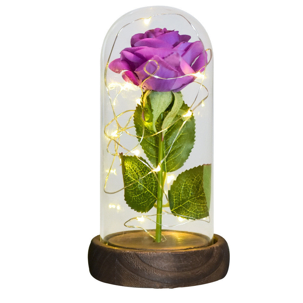 520 Valentine's Day Gift Eternal Life Emulational Rose Flower Glass Cover DIY