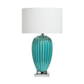 Apus Turquoise Ceramic Table Lamp with White Shade