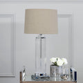 Alona Clear Glass Table Lamp with Stone Linen Shade