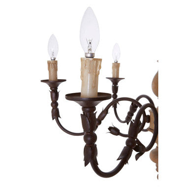 Paulette Wood and Metal 6 Arm Chandelier