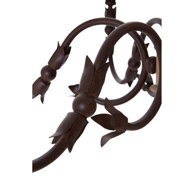 Paulette Wood and Metal 6 Arm Chandelier