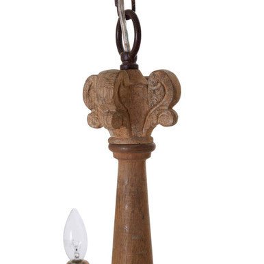 Paxton 5 Arm Oak Wood Chandelier