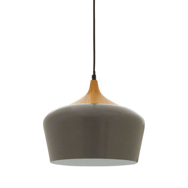 Blayne Grey Metal and Wood Effect Pendant Light