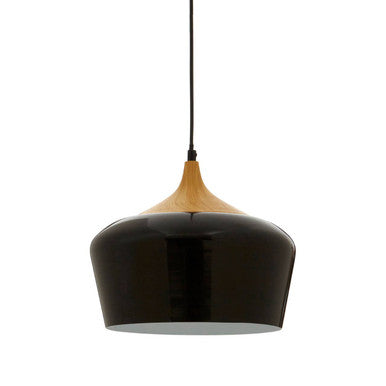 Blayne Black Metal And Wood Effect Pendant Light