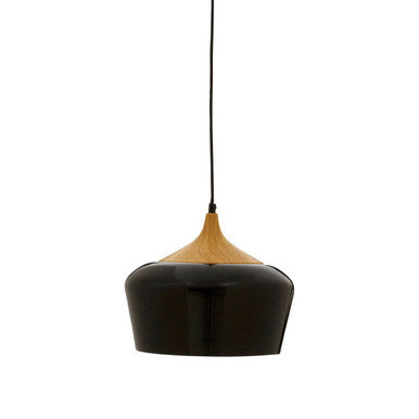 Blayne Black Metal And Wood Effect Pendant Light