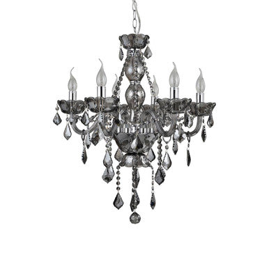 Morano 6 Bulb Smoked Crystal Glass Chandelier