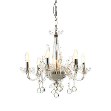 Morano 6 Bulb Clear Crystal Glass Chandelier